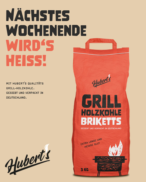 Hubert's Grillholzkohle Briketts Hubert's Grillholzkohle Briketts