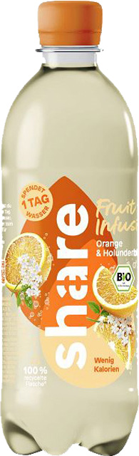 share-bio-fruit-infusion-orange-bei-gh Fruchtiger Geschmack trifft auf prickelndes Mineralwasser: Fruit Infusion Orange und Holunderblüte von share