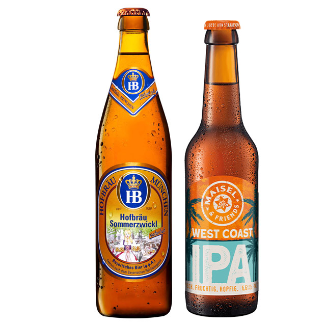 HB Sommerzwickl und IPA bei GH Bierspezialitäten wie diese bilden die Basis für die Vielfalt bei Getränke Hoffmann