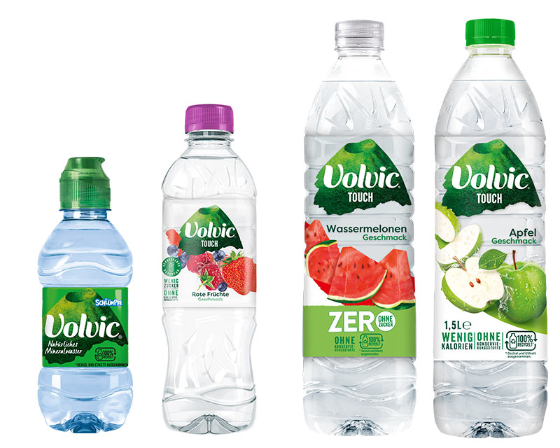 Volvic-Vielfalt bei GH (1) Volic bietet nicht nur viele verschiedene Sorten, sondern auch unterschiedliche Größen.