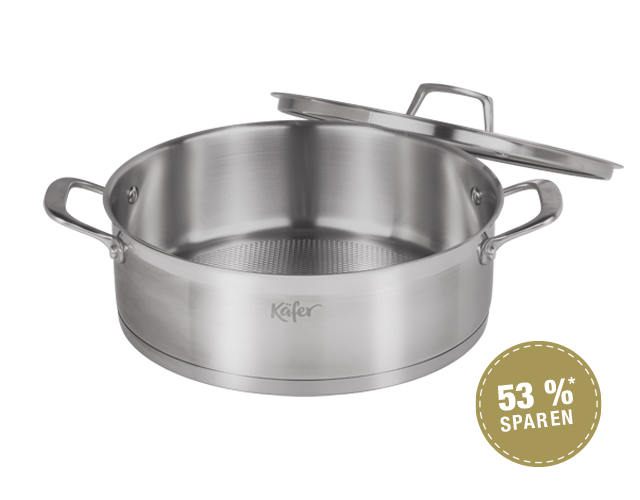 GH-Treueaktion Käfer Servierpfanne Hochwertige Käfer Servierpfanne mit Glasdeckel – 53 % Preisvorteil