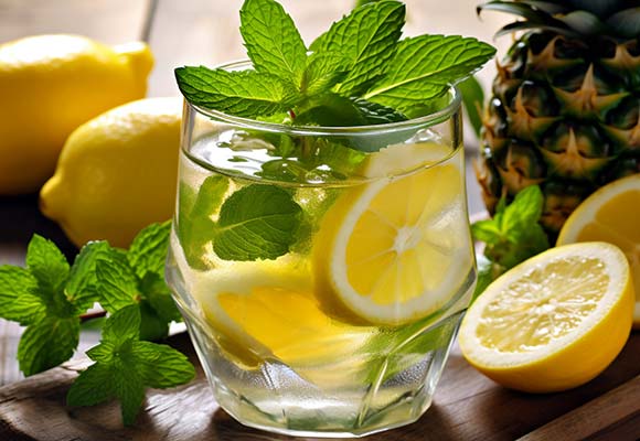 Aus Ananassaft, Zitrusfrüchten, viel Ingwer und Minze entsteht diese Stärkung fürs Immunsystem.