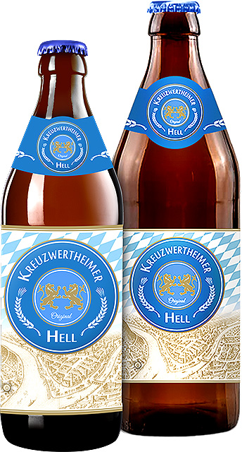 Kreuzwertheimer Hell Bayrisches Bier Kreuzwertheimer: Helles Bier aus Bayern in der 0,5 L oder 0,33 L Glasflasche