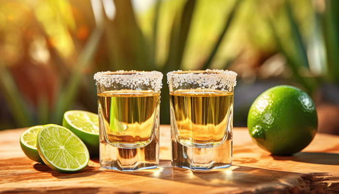 Tequila-Sorten (3) Goldener Tequila mit Salz und Limette
