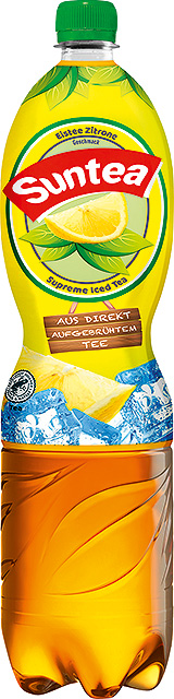 Suntea Eistee Zitrone Eine Flasche Suntea Eistee in der erfrischenden Sorte Zitrone.