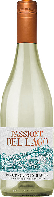 Passione del Lago: Pinot Grigio Garda Eine Flasche Pinot Grigio Garda: Weißwein vom Gardasee der Marke Passione del Lago
