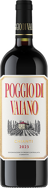 Chianti Poggio di Vaiano: Wein aus der Toskana Eine Flasche/Ein Glas Chianti Poggio di Vaiano aus der Toskana