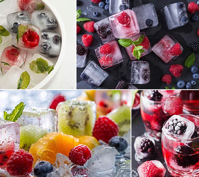 Eiswürfel mit Früchten machen Beispiele für Eiswürfel mit Früchten