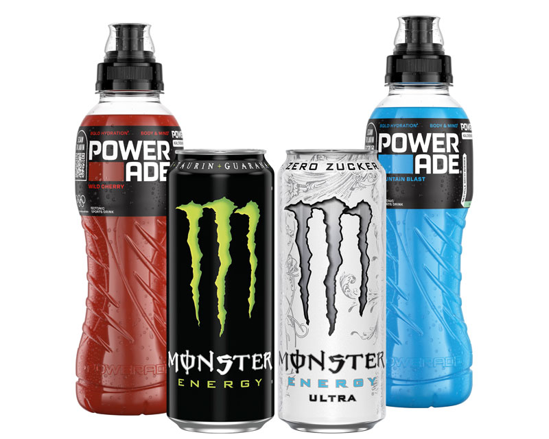 Energydrinks für Football-Abend (1) POWERADE oder MONSTER Energy - sie geben den Extrakick am Spielfeldrand