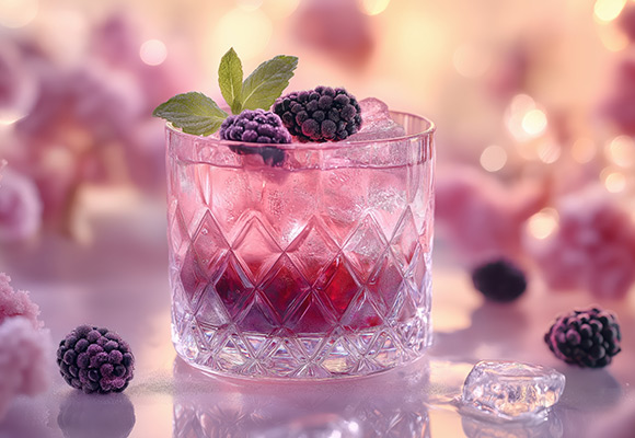 Mate-Cocktail Mate Bramble (2) Mate-Cocktail mit frischen Brombeeren und viel Mate