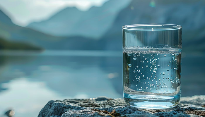 Entstehung von Mineralwasser (2) Mineralwasser mit Kohlensäure im Glas – direkt an seinem Entstehungsort