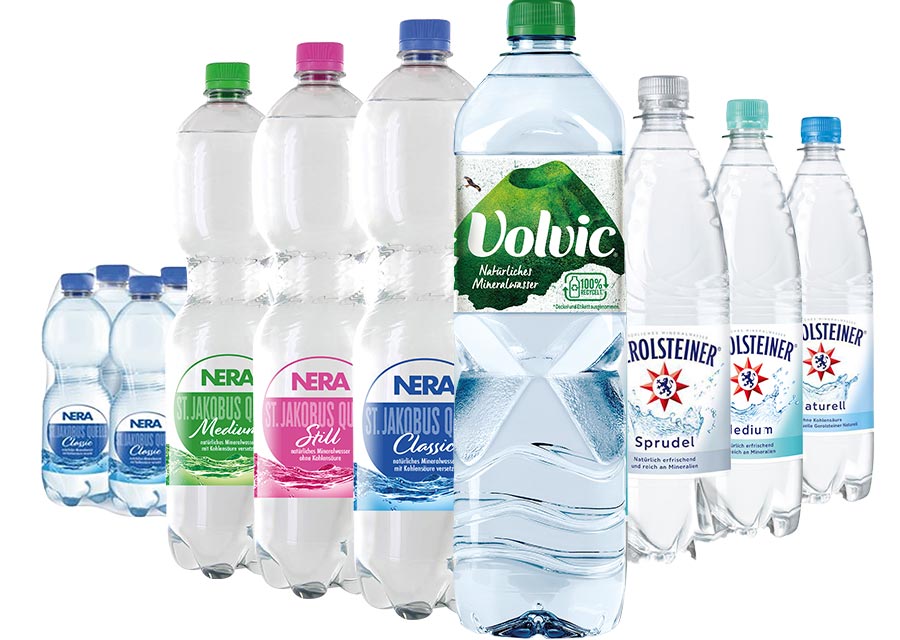 Mineralwassersorten bei Getränke Hoffmann (1) Bei uns kannst du die Vielfalt an Mineralwasser erleben: Volvic, GEROLSTEINER in den Sorten Sprudel, Medium und Naturell sowie NERA Mineralwasser in den Sorten Classic, Still und Medium in der 1,5 Liter-PET-Flasche sowie in kleinen 0,5-Liter-Flaschen