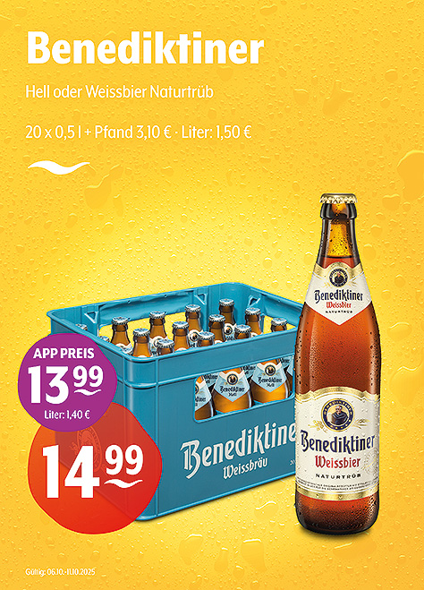 Benediktiner Hell und Weißbier Naturtrüb