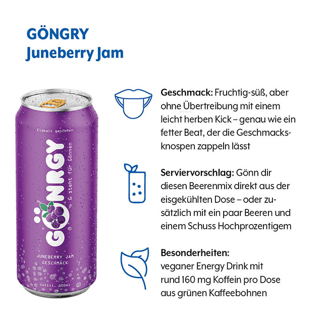Geschmacksprofil von GÖNGRY Juneberry Jam (1) Geschmacksprofil von GÖNGRY Juneberry Jam mit den Kategorien Geschmack, Serviervorschlag und Besonderheiten