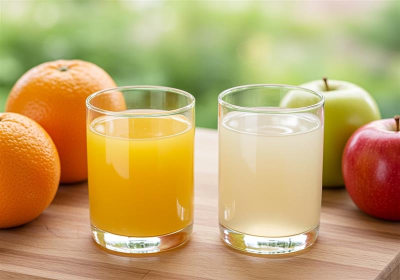 Genieße Saft bewusst und in kleinen Portionen.