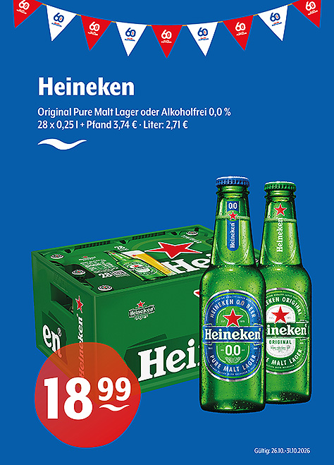 Heineken Original Pure Malt Lager und Alkoholfrei 0,0 %