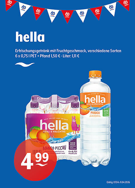 Hella Natürliches Mineralwasser mit Fruchtgeschmack