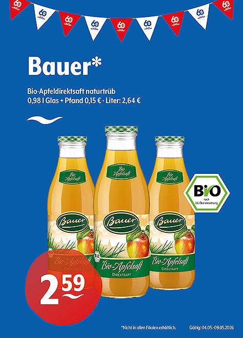 Bauer Bio-Apfeldirektsaft natutrüb