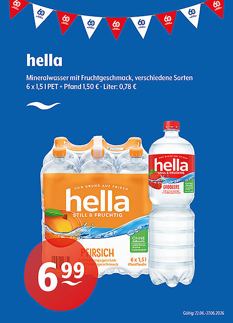 Hella Natürliches Mineralwasser mit Fruchtgeschmack