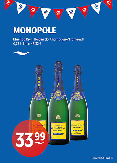 Monopole Blue Top Heidsieck Champagner