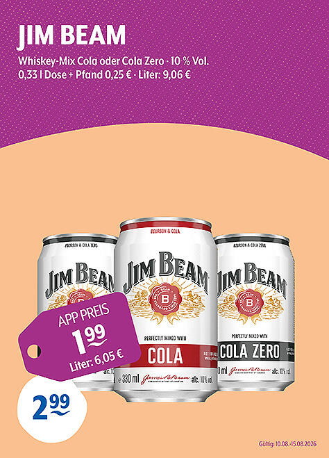 Jim Beam Kentucky Straight Bourbon Whiskey mit Cola