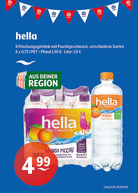 Hella Natürliches Mineralwasser mit Fruchtgeschmack