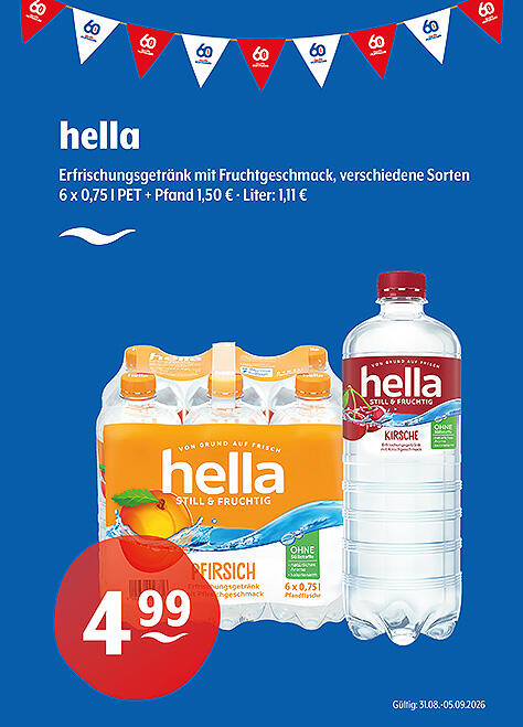 Hella Natürliches Mineralwasser mit Fruchtgeschmack