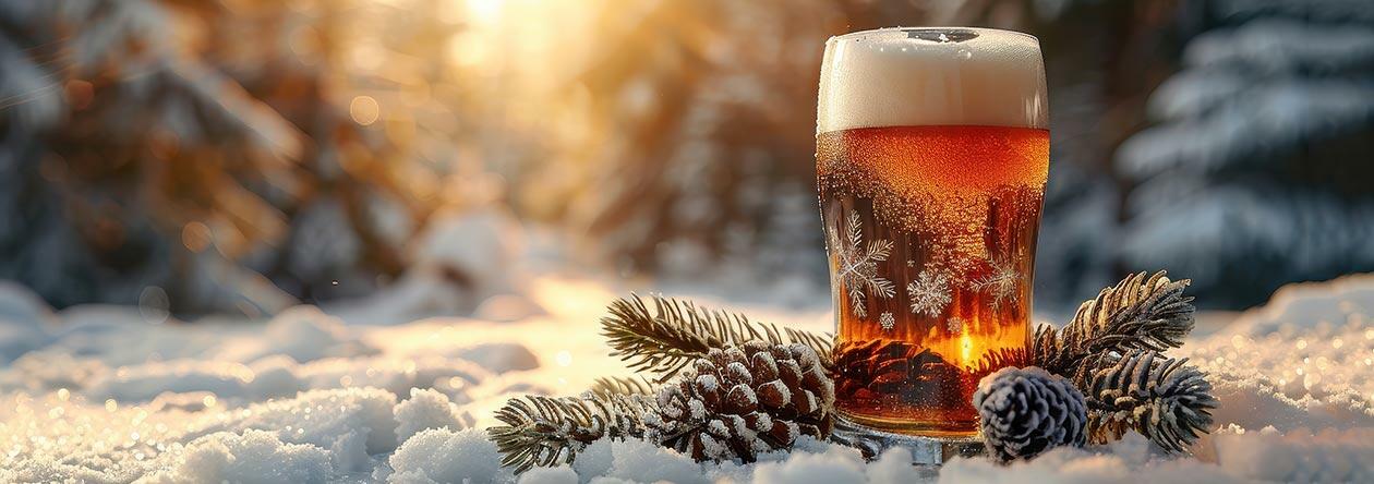 Winterbier im Schnee