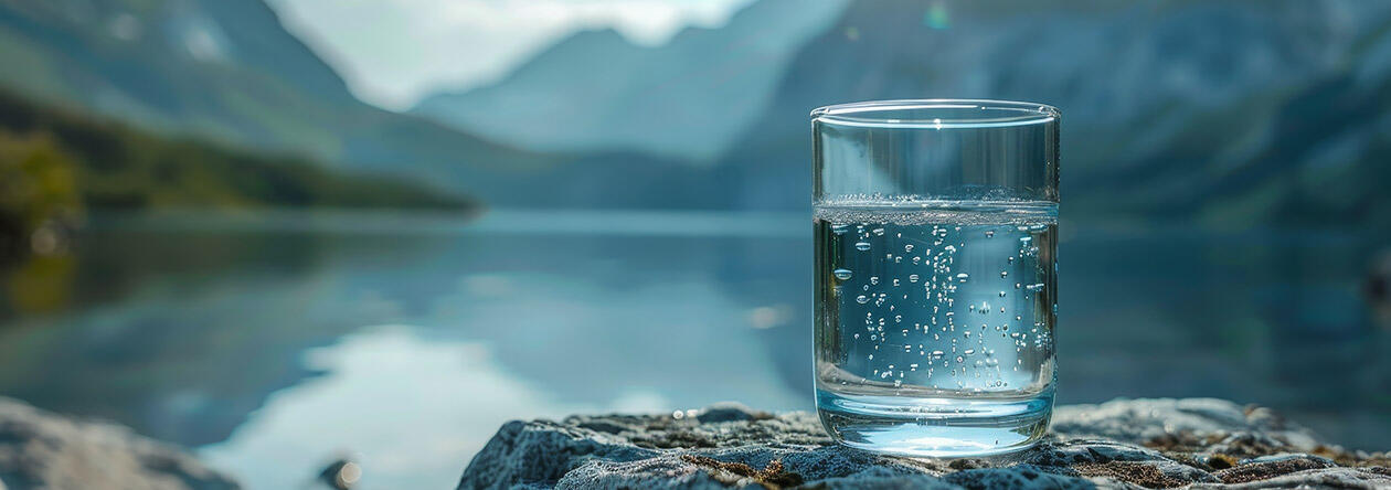 Mineralwasser mit Kohlensäure im Glas – direkt an seinem Entstehungsort