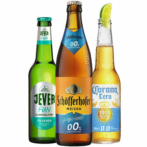 JEVER Fun, Schöfferhofer Weizen 0,0 % und Corona Cero 0,0 %