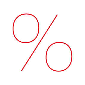 Prozentzeichen – mit unseren Angeboten sparen