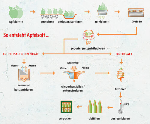 Schaubild „So entsteht Apfelsaft“