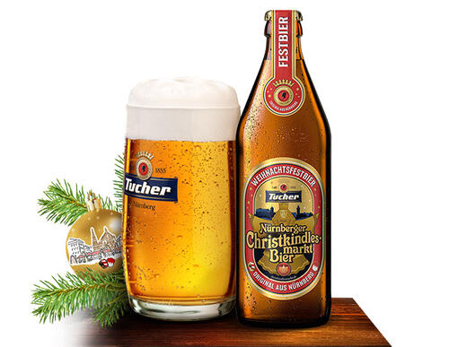 Weihnachtliches Arrangement mit Tucher Christkindlesmarkt Bier