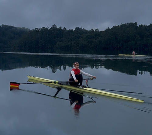 Ruderin Lanea Rüter beim Training im Einer