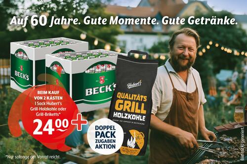 2 Kästen Becks kaufen, Grillkohle gratis dazu