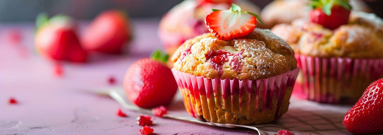 Für die Ostertafel oder fürs Picknick bestens geeignet: Erdbeer-Eierlikör-Muffins