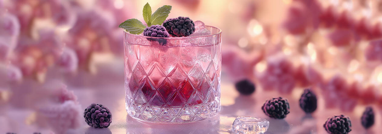 Mate-Cocktail mit frischen Brombeeren und viel Mate