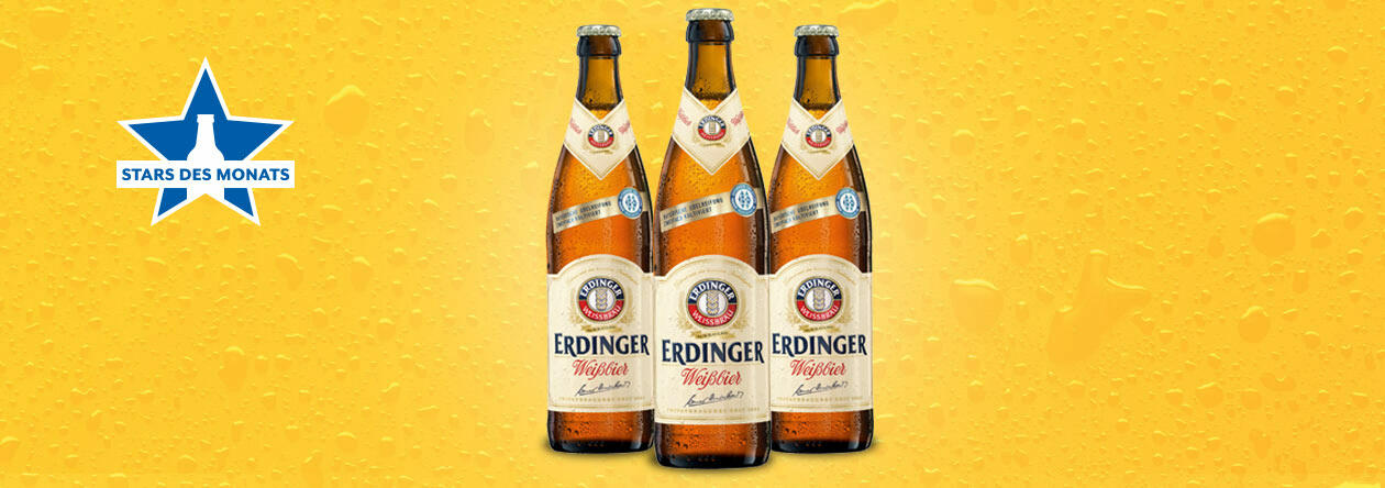 Bierflaschen von ERDINGER Weißbier bei der GH Aktion Stars des Monats