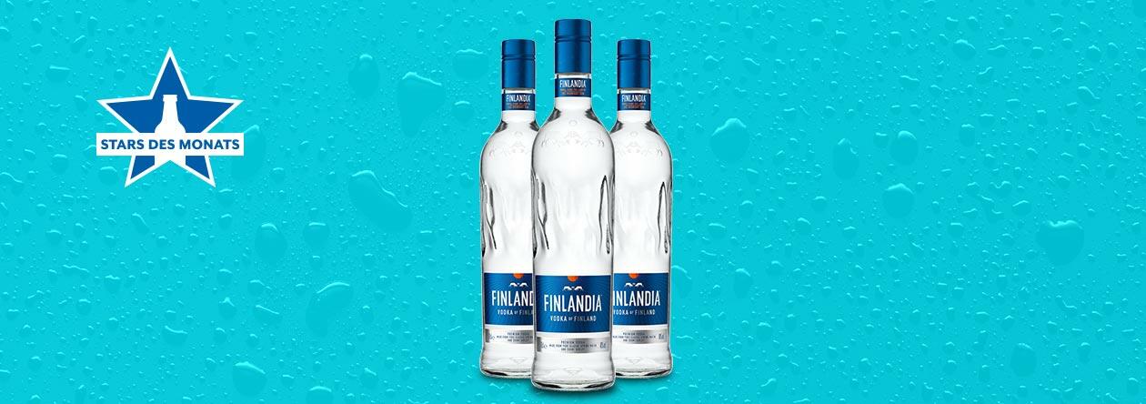 Glasflaschen von FINLANDIA Vodka bei der GH Aktion Stars des Monats