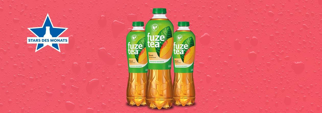 1,25-Literflaschen von fuze tea Schwarzer Tee Pfirsich bei der GH Aktion Stars des Monats
