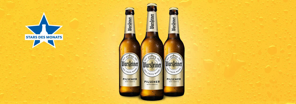 0,5-Literflaschen von Warsteiner Pilsener bei der GH Aktion Stars des Monats