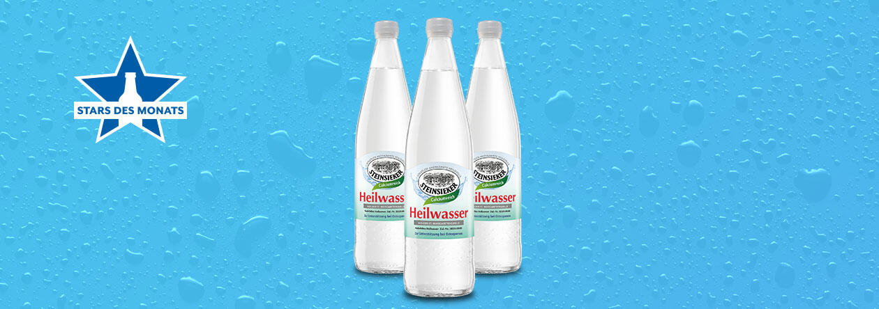 Flaschen von STEINSIEKER Heilwasser bei der GH Aktion Stars des Monats