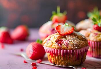 Für die Ostertafel oder fürs Picknick bestens geeignet: Erdbeer-Eierlikör-Muffins